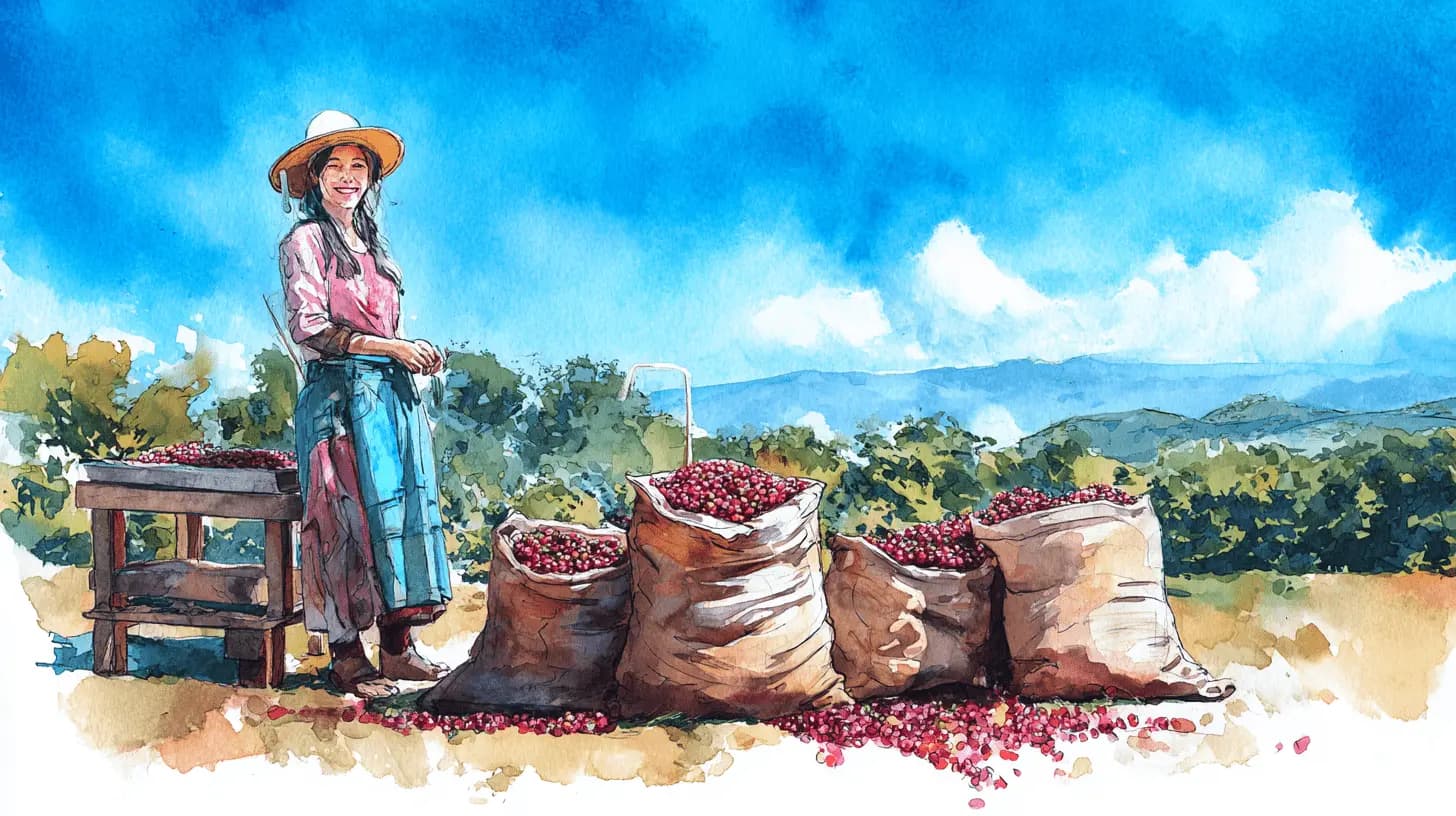 Harvested coffee gathered for processing