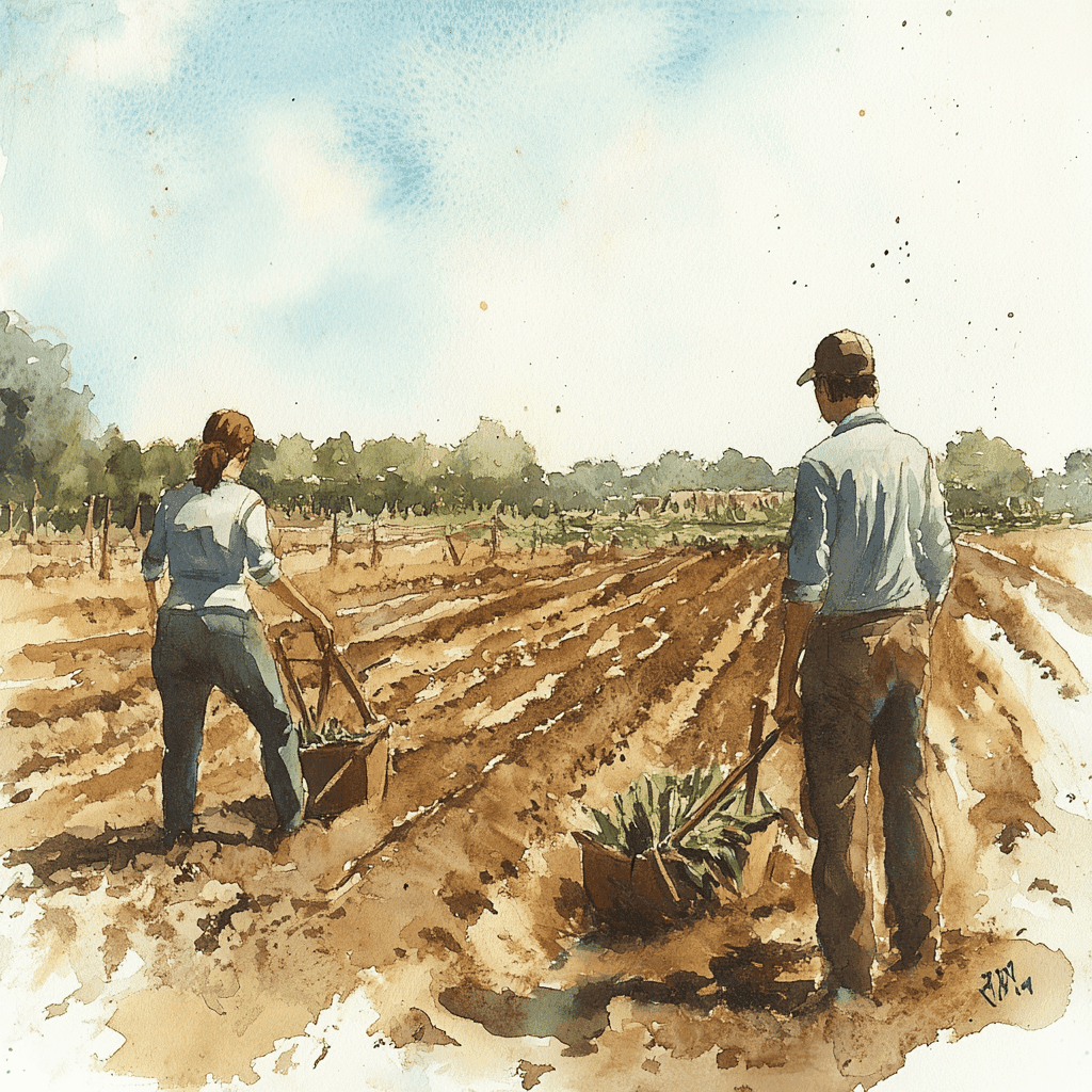 Estate workers carrying out a field activity